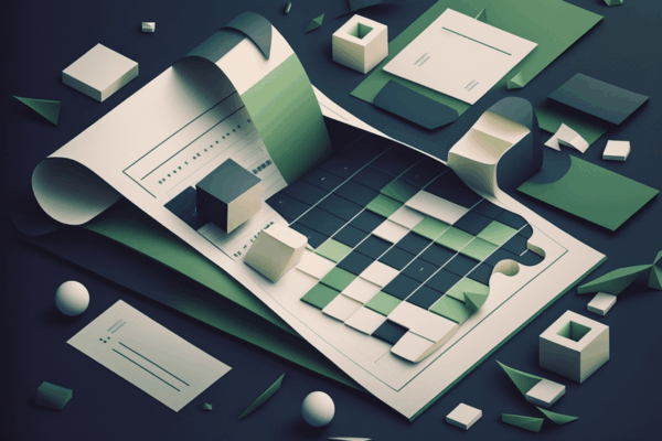 AI generated image of multicolored squares coming off a paper