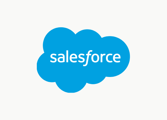 Salesforce logo featuring the word salesforce in white lowercase letters inside a blue cloud shape on a white background.