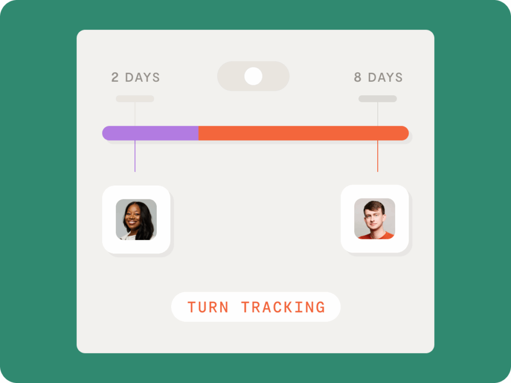 abstract visual showing turn tracking for a contract across two individuals