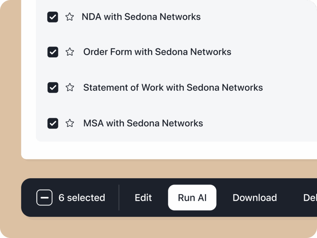 selecting multiple contracts and running ai for data extraction