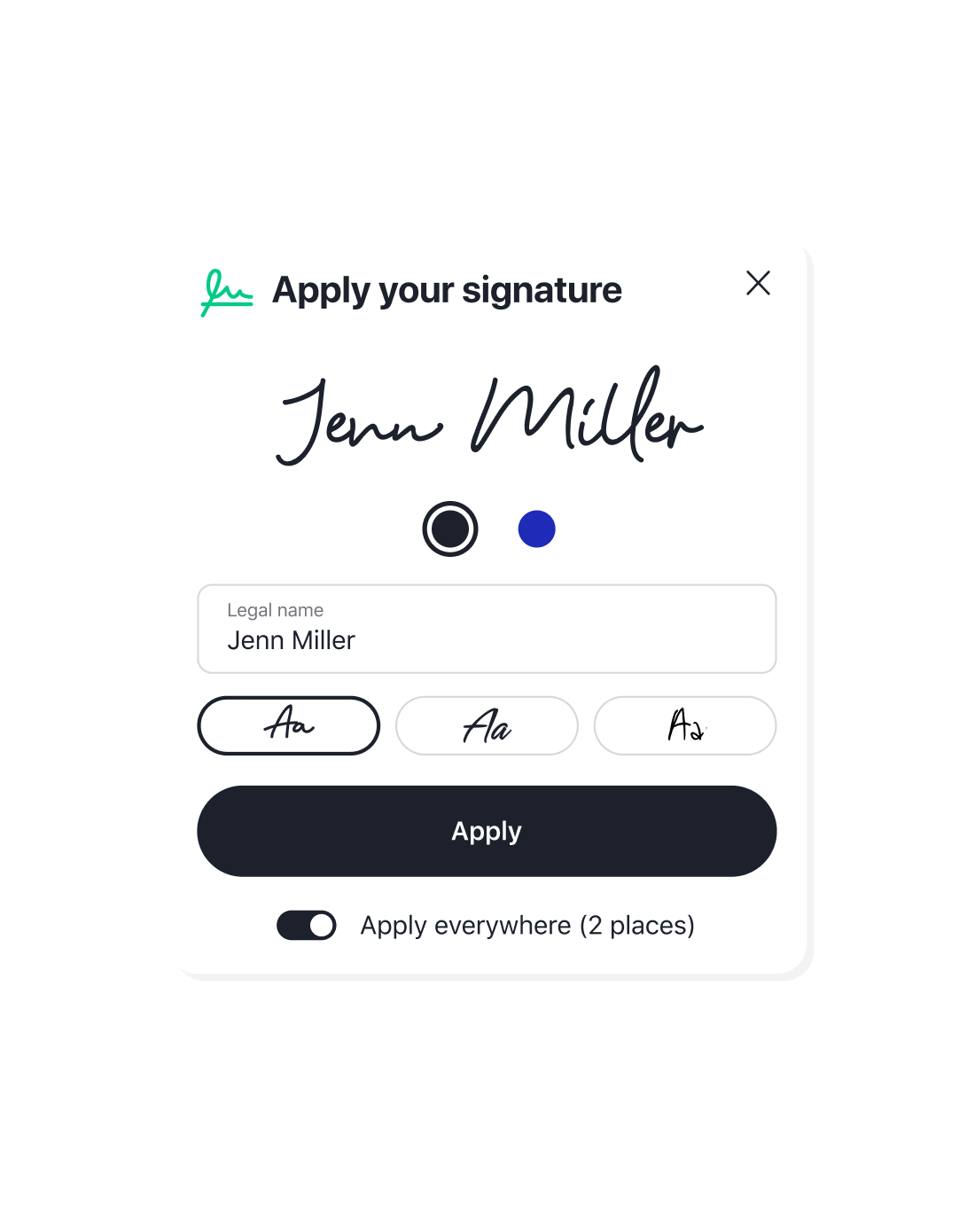 esignature in a document