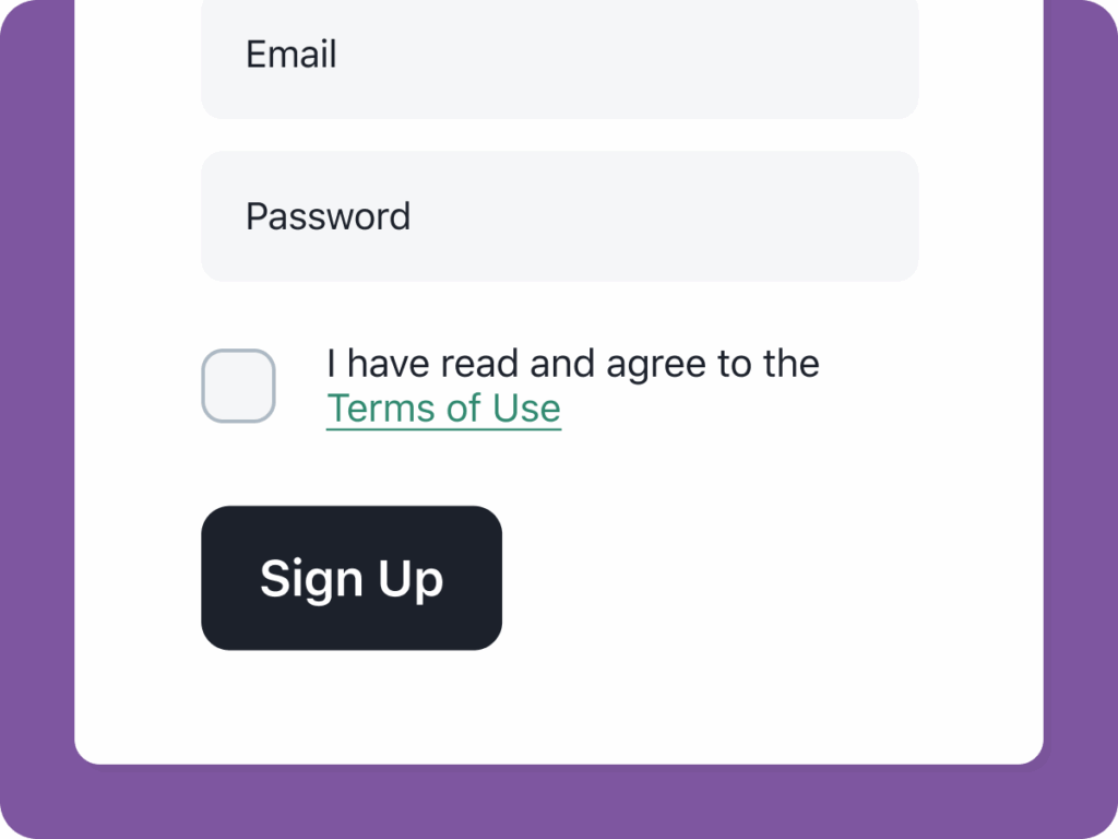 bottom of a contract with a checkbox confirming terms of service have been read
