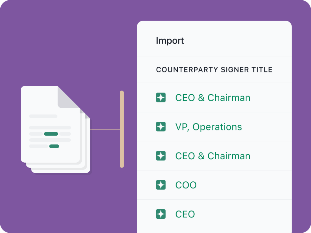 abstract contract showing a view of fields imported
