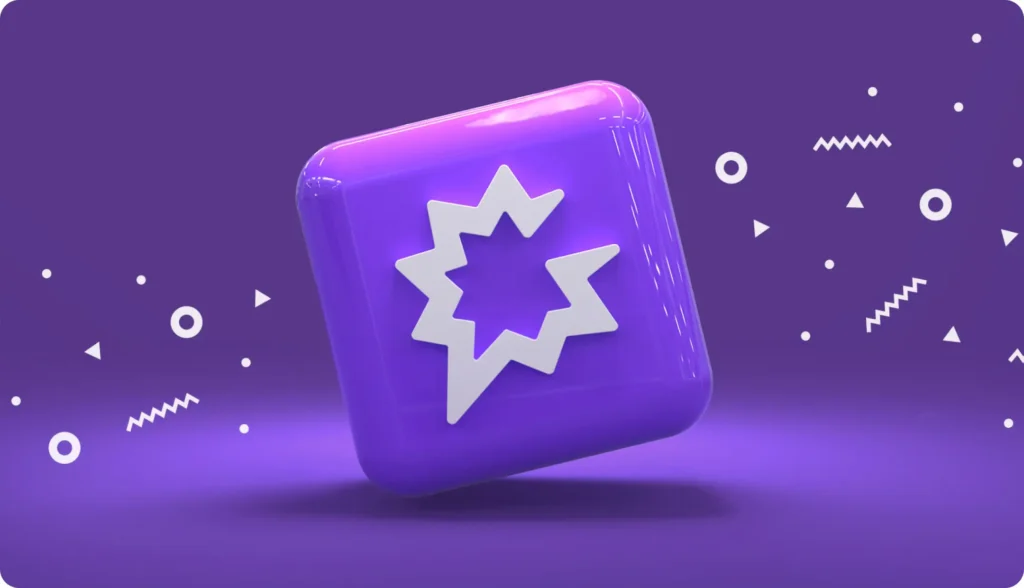 purple square with a smart on it looking like it