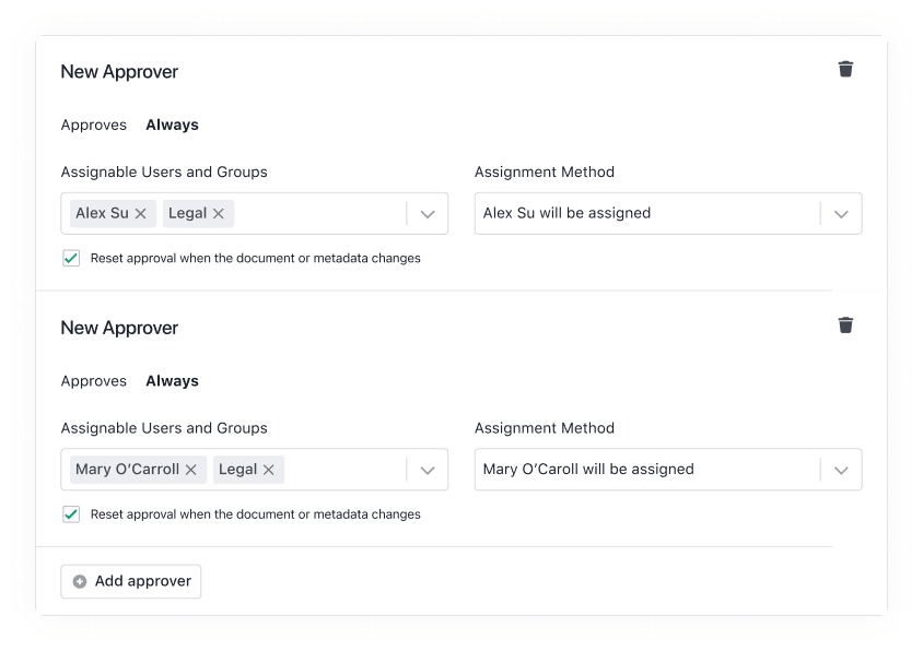 showing approver roles in the platform