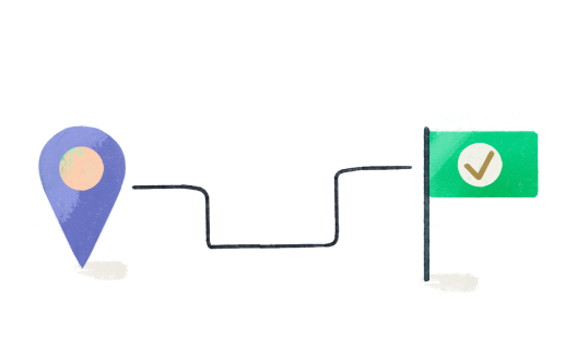 Illustration of a short journey from start to finish